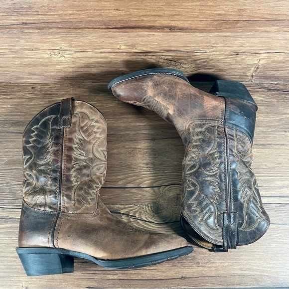 Laredo Boots Brown Leather Cowboyy Boots Shoes Men’s Size 10 EXTRA WIDE - Picture 2 of 10